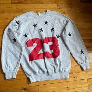 Gray vintage Sweatshirt with Red 23 and Black Star Design